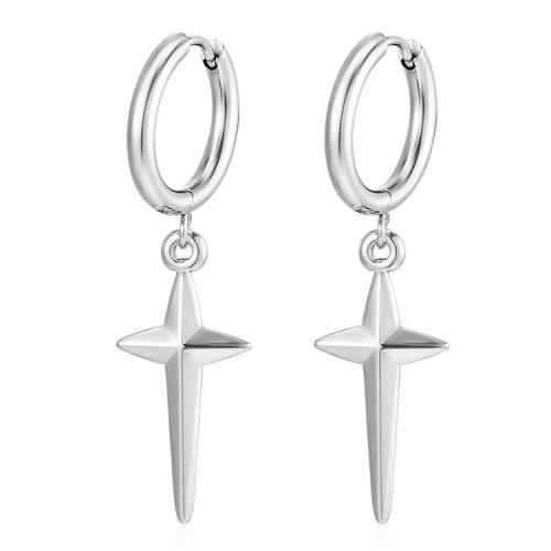 Stainless Steel Drop Earring, 304 Stainless Steel, Cross, Vacuum Ion Plating, fashion jewelry & for woman 