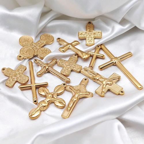 Stainless Steel Cross Pendants, 304 Stainless Steel, Vacuum Ion Plating, DIY 