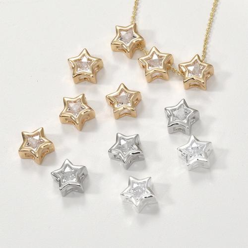 Cubic Zirconia Micro Pave Brass Beads, Star, plated, DIY & micro pave cubic zirconia 