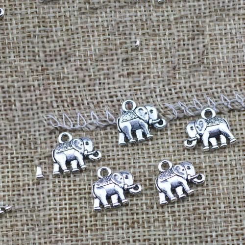 Pendentifs animaux en alliage de zinc, éléphant, Plaqué de couleur d'argent, DIY Vendu par sac