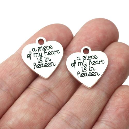 Zinc Alloy Heart Pendants, antique silver color plated, DIY 