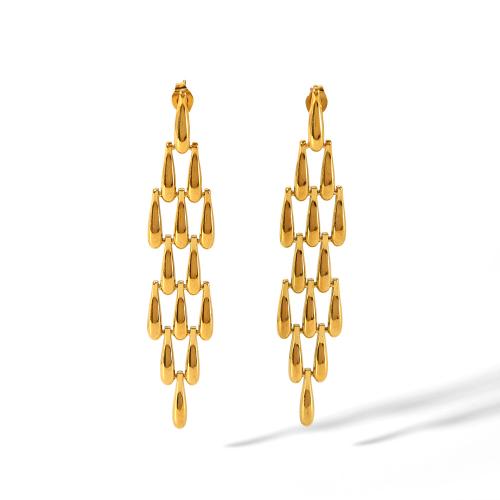 Stainless Steel Drop Earring, 304 Stainless Steel, fashion jewelry & for woman & hollow, golden 