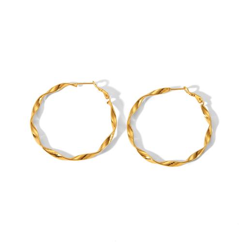 Stainless Steel Hoop Earring, 304 Stainless Steel, fashion jewelry & for woman, golden, 50mm 