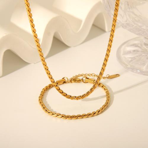 Fashion Stainless Steel Jewelry Sets, 304 Stainless Steel, with 5cm extender chain, fashion jewelry & for woman, golden Approx 40 cm, Approx 18 cm 