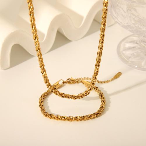 Fashion Stainless Steel Jewelry Sets, 304 Stainless Steel, with 5cm extender chain, fashion jewelry & for woman, golden Approx 41.5 cm, Approx 18 cm 