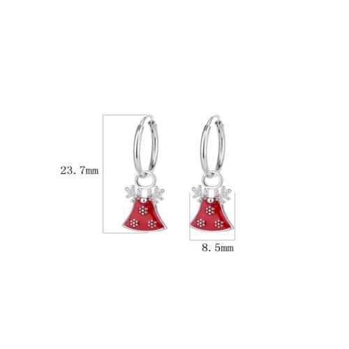 Sterling Silver Drop Earring, 925 Sterling Silver, Christmas Design & fashion jewelry & for woman & enamel 