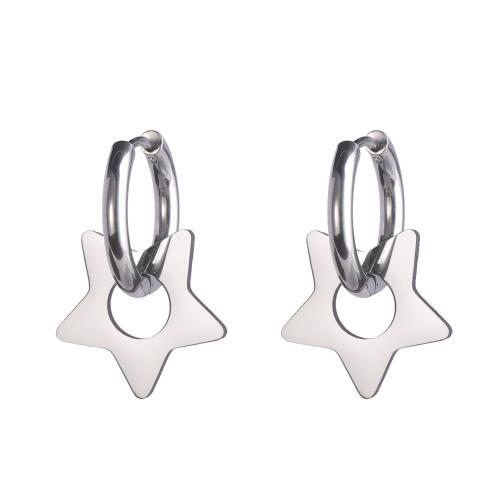 Titanium Steel Huggie Hoop Drop Earring, fashion jewelry & for woman [