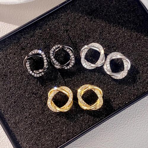 Cubic Zirconia Micro Pave Brass Earring, fashion jewelry & micro pave cubic zirconia & for woman 12mm 