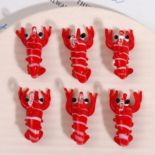 Animal Lampwork Pendants, Lobster, DIY, red Approx [