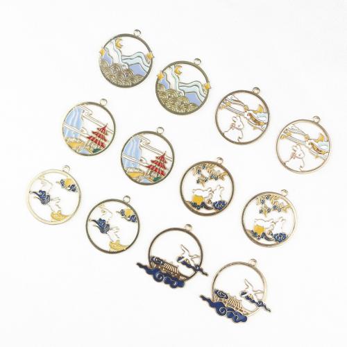 Zinc Alloy Enamel Pendants, gold color plated, DIY 