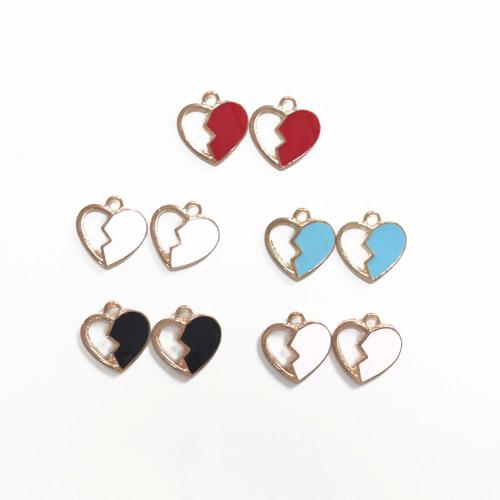 Zinc Alloy Enamel Pendants, Heart, gold color plated, DIY 