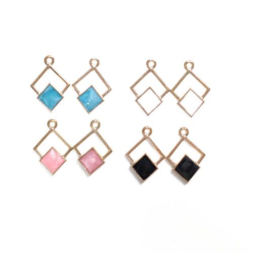 Zinc Alloy Enamel Pendants, Rhombus, gold color plated, DIY 