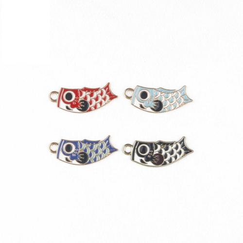 Zinc Alloy Enamel Pendants, Fish, plated, DIY 