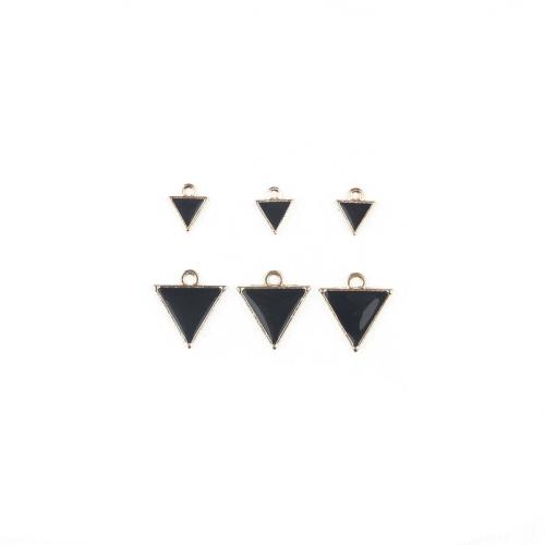 Zinc Alloy Enamel Pendants, Triangle, gold color plated, DIY 