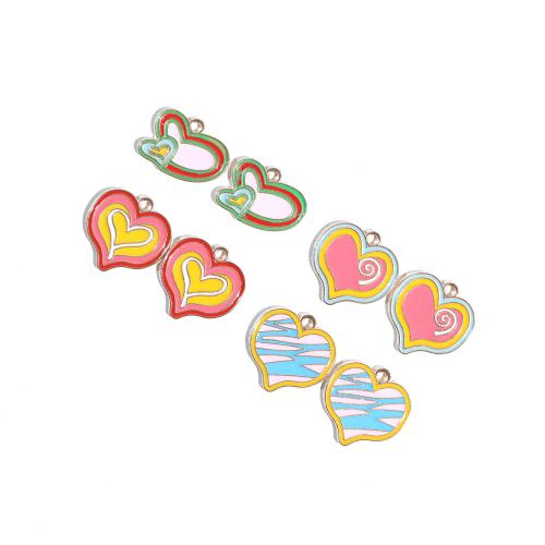 Zinc Alloy Enamel Pendants, Heart, gold color plated, DIY 