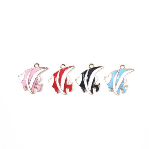 Zinc Alloy Enamel Pendants, Fish, gold color plated, DIY 