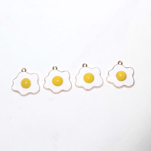 Zinc Alloy Enamel Pendants, Fried Egg, gold color plated, DIY, yellow 