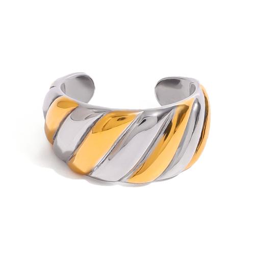 Stainless Steel Finger Ring, 304 Stainless Steel, plated, fashion jewelry & for woman & two tone 