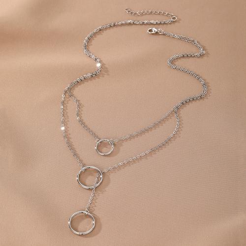 Zinc Alloy Necklace, plated, Double Layer & for woman & hollow 