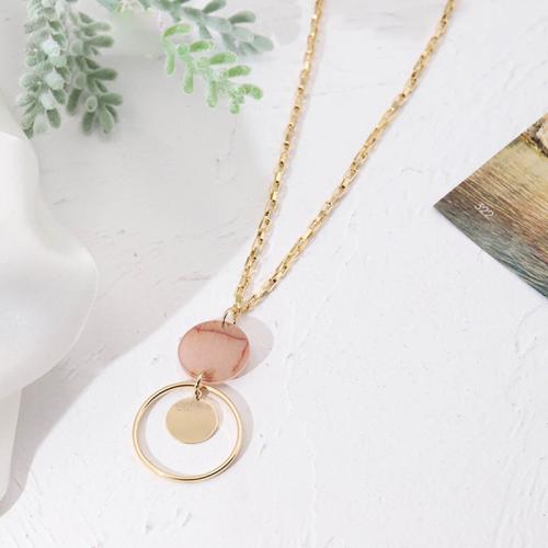 Resin Zinc Alloy Necklace, with Resin, plated, for woman, gold Approx 64 cm [