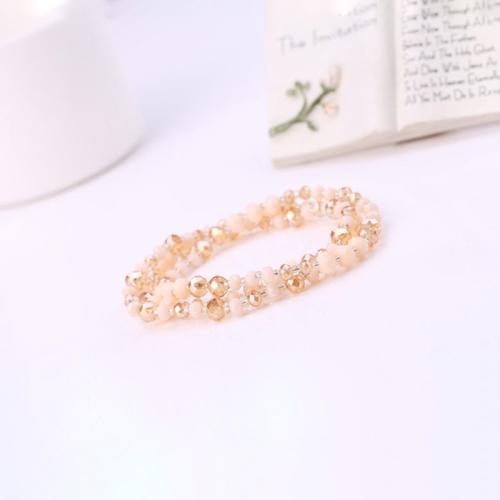 Bracelets de perle de bijou en verre, Des billes de verre, Placage, pour femme, rose clair Environ 9 cm, Vendu par PC[