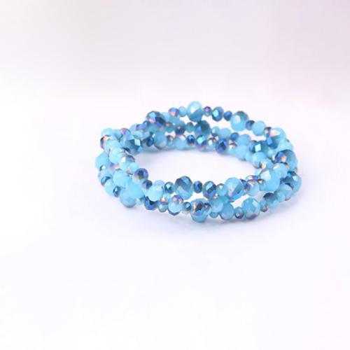 Bracelets de perle de bijou en verre, Des billes de verre, Placage, pour femme, bleu Environ 9.5 cm, Vendu par PC[