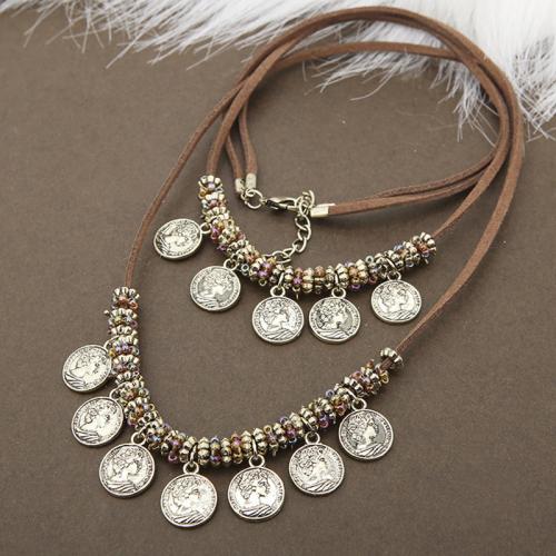 Zinc Alloy Necklace, with Wax Cord, with 5CM extender chain, plated, for woman Approx 54.5 cm 