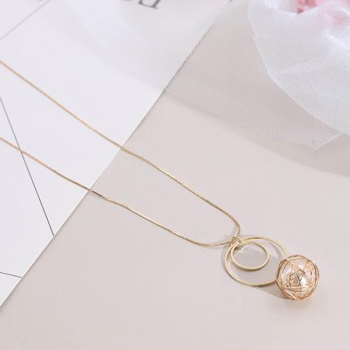 Zinc Alloy Necklace, with Plastic Pearl, plated, for woman, gold Approx 44 cm 