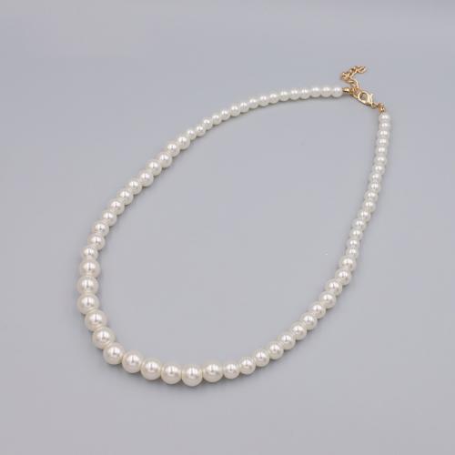 Zinc Alloy Necklace, with Glass Pearl, with 5CM extender chain, plated, for woman, white Approx 48 cm 