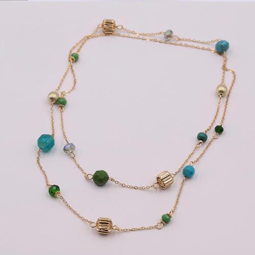 Zinc Alloy Sweater Chain Necklace, with Glass Beads & Copper Coated Plastic & Acrylic, plated, for woman, multi-colored Approx 96 cm 