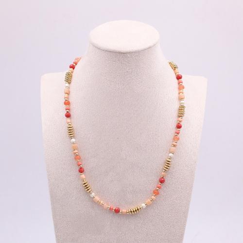 Collier en alliage de zinc, avec Des billes de verre & plastique revêtu de cuivre & plastique, avec 5CM chaînes de rallonge, Placage, pour femme, multicolore Environ 45 cm, Vendu par PC