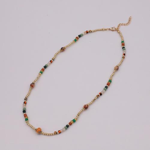 Zinc Alloy Necklace, with Glass Beads & Copper Coated Plastic, with 5CM extender chain, plated, for woman, multi-colored Approx 50 cm 