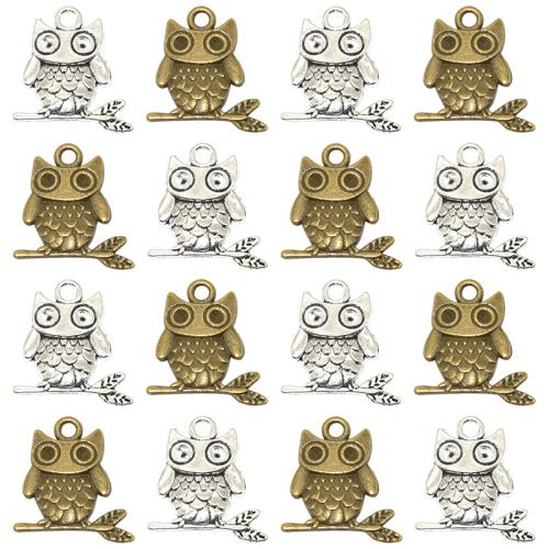 Zinc Alloy Animal Pendants, Owl, plated, DIY 