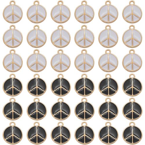 Zinc Alloy Enamel Pendants, Peace Logo, gold color plated, DIY 