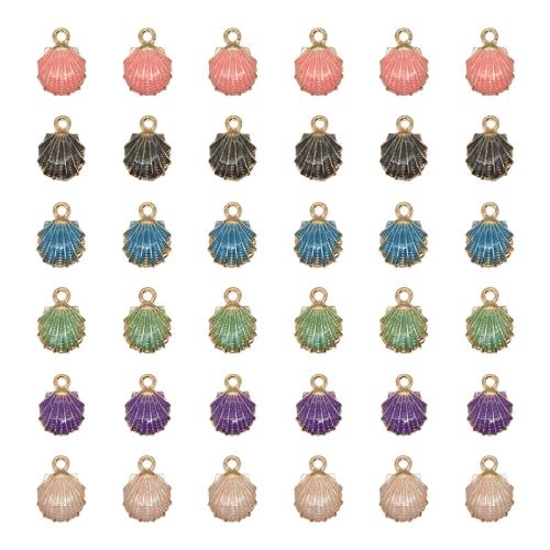 Zinc Alloy Enamel Pendants, Shell, gold color plated, DIY 