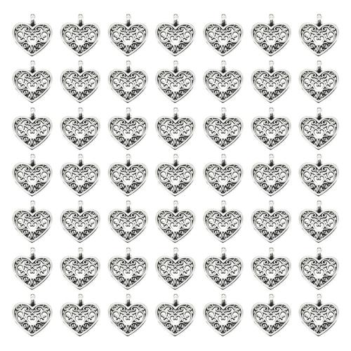 Zinc Alloy Heart Pendants, antique silver color plated, DIY 