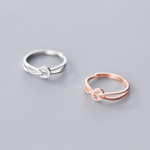 925 Sterling Silver Cuff Finger Ring, Korean style & for woman & with rhinestone & hollow US Ring .5-7.5 