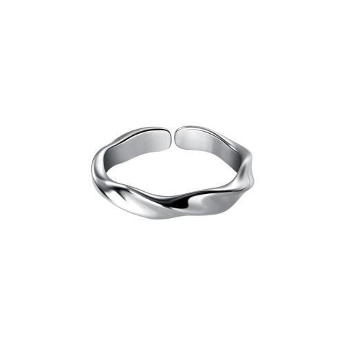 925 Sterling Silver Cuff Finger Ring, platinum plated, Korean style & for woman, US Ring .5 