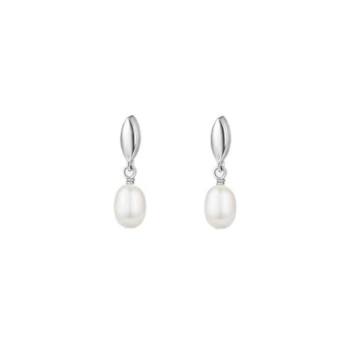 925 Sterling Silver Drop Earring, with Plastic Pearl, Korean style & for woman 