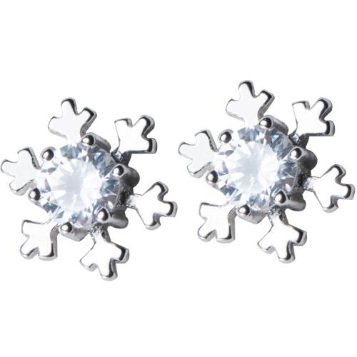 Argent sterling 925 boucle d oreille dormeuse, flocon de neige, Bijoux de Noël & pavé de micro zircon & pour femme, plus de couleurs à choisir, 7mm, Vendu par paire