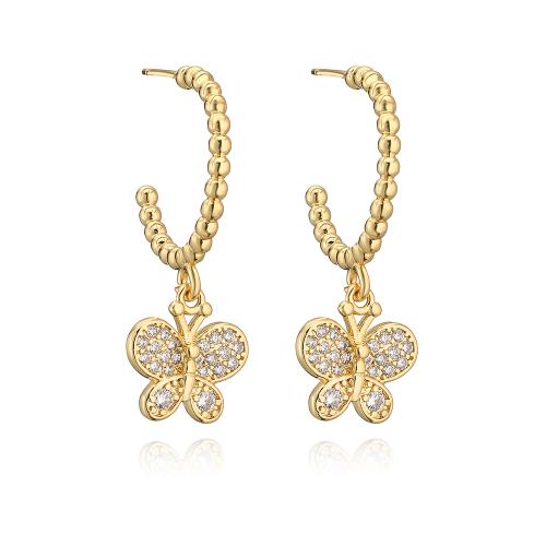 Cubic Zirconia Micro Pave Brass Earring, fashion jewelry & micro pave cubic zirconia & for woman 