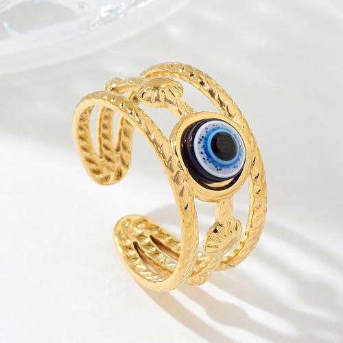 Evil Eye Jewelry Finger Ring, 304 Stainless Steel, Unisex & enamel, diameter 17mm [