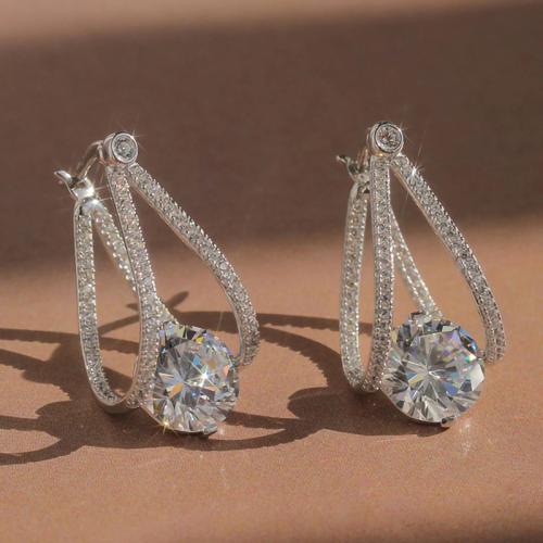 Cubic Zirconia Micro Pave Brass Earring, fashion jewelry & micro pave cubic zirconia & for woman 