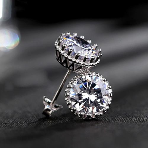 Cubic Zirconia Micro Pave Brass Earring, fashion jewelry & micro pave cubic zirconia & for woman, 8mm 