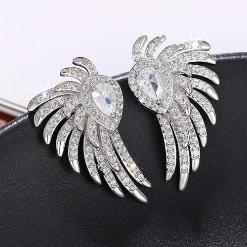 Cubic Zirconia Micro Pave Brass Earring, fashion jewelry & micro pave cubic zirconia & for woman 