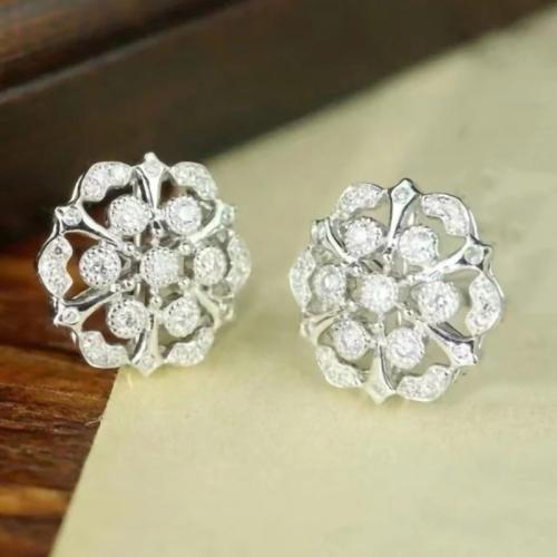 Boucles d'oreilles en laiton zircon cubique pavent, bijoux de mode & pavé de micro zircon & pour femme, 13mm, Vendu par paire[