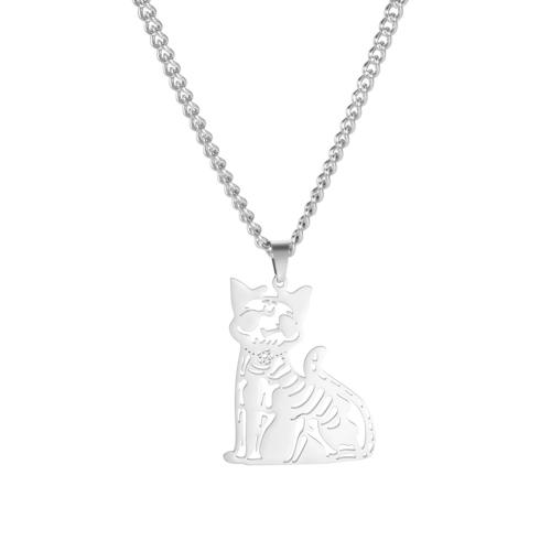 Stainless Steel Jewelry Necklace, 304 Stainless Steel, Cat, fashion jewelry & for man & hollow, original color Approx 60 cm 