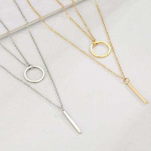 Stainless Steel Jewelry Necklace, 304 Stainless Steel, Vacuum Ion Plating, Double Layer & fashion jewelry & for woman 