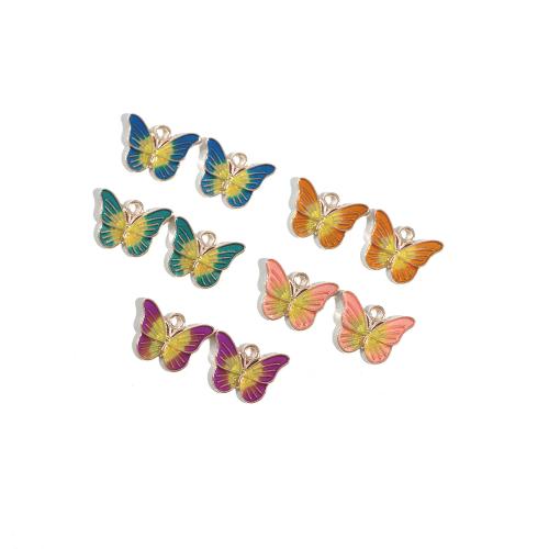 Zinc Alloy Enamel Pendants, Butterfly, gold color plated, DIY 