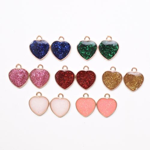 Zinc Alloy Enamel Pendants, Heart, gold color plated, DIY 